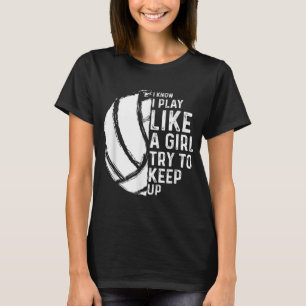 Camiseta Diversão de Design de Voleibol Mulheres Jovens Esp