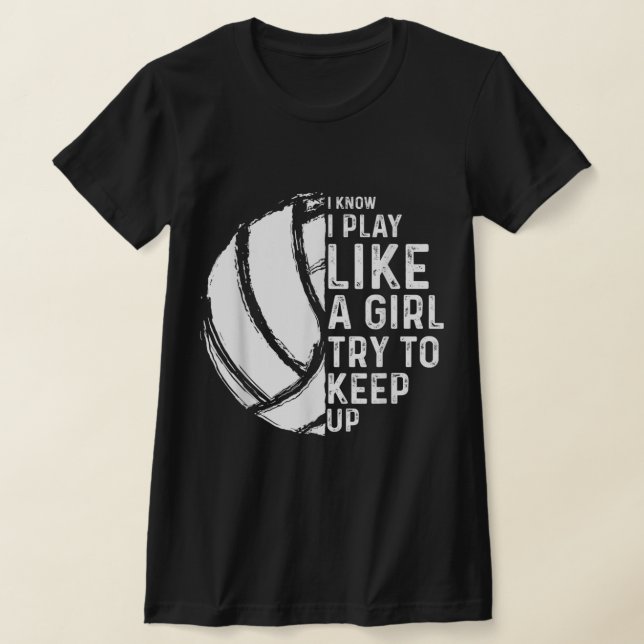 Camiseta Diversão de Design de Voleibol Mulheres Jovens Esp (Postura )