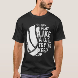 Camiseta Diversão de Design de Voleibol Mulheres Jovens Esp