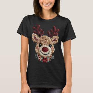 Camiseta Diversão de Feriado - Falso Fio de Rena de Nariz V