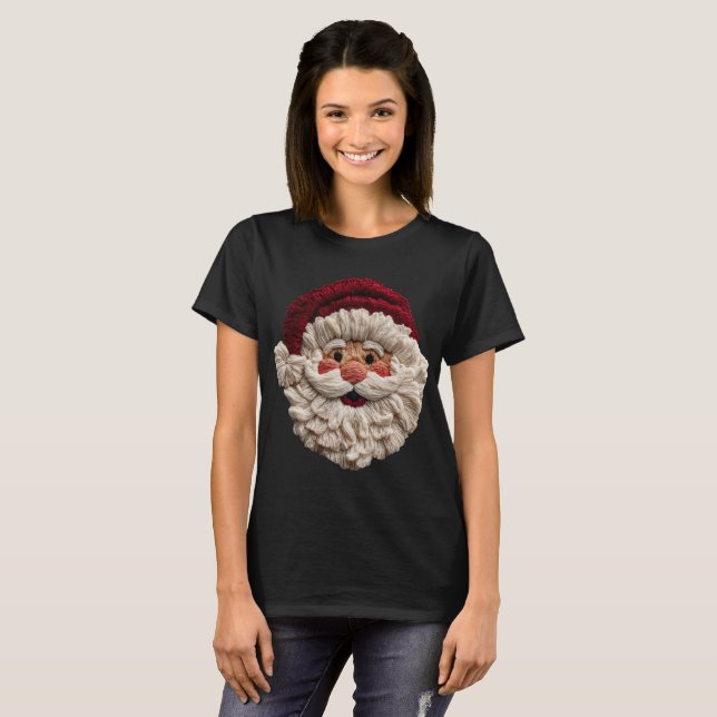 Camiseta Diversão de Feriado - Papai Noel de Falso Fio  (Frente Completa)