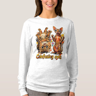 Camiseta Diversão de Gato Duas Divas, Um Olhar Adorável gat