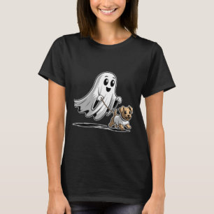 Camiseta Diversão de Halloween Cachorro Fantasma Bonito, Te