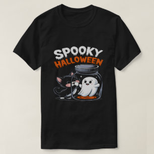 Camiseta Diversão de Halloween Cat e Design de Spooky Diver