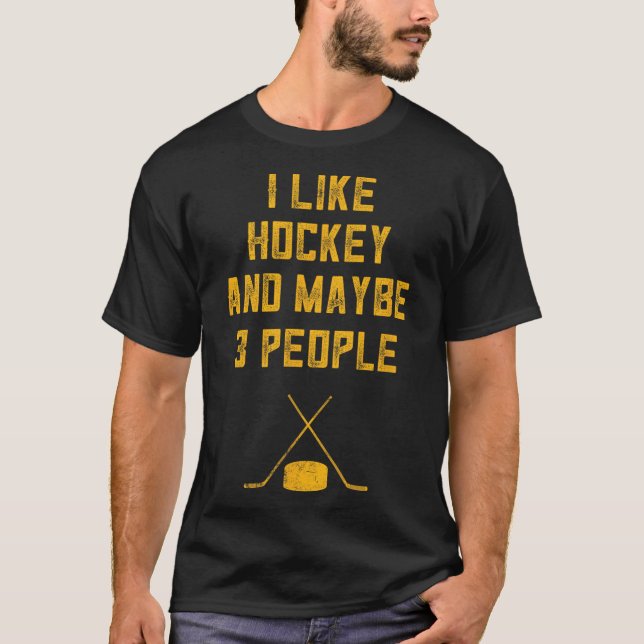 Camiseta Diversão De Hockey Para Homens Eu Gosto De Hockey  (Frente)