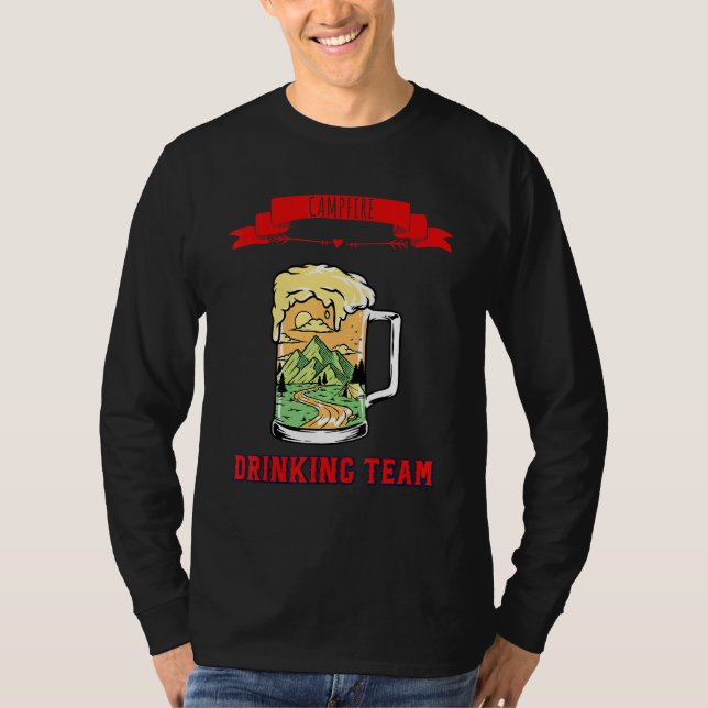 Camiseta Diversão de Humor da Equipe do Bebendo de Campfire (Frente)