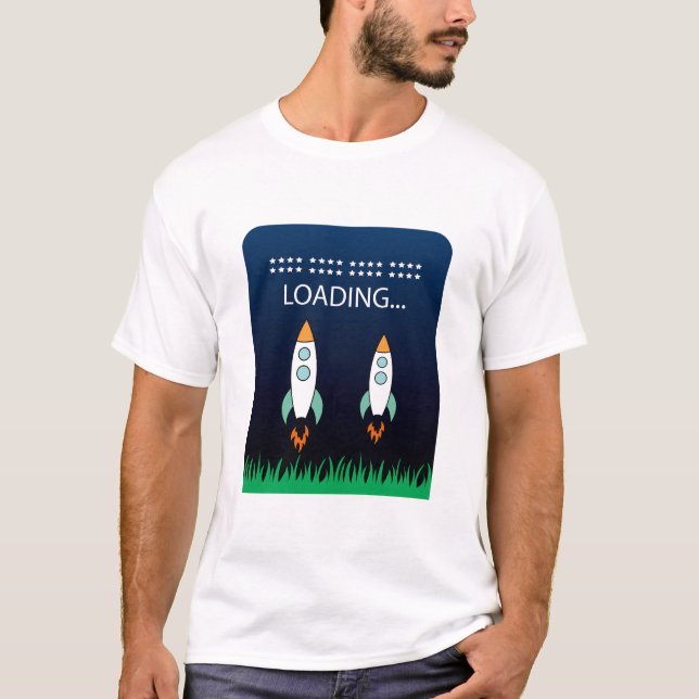 Camiseta Diversão de lançamento de foguetes preenchida, fon (Frente)