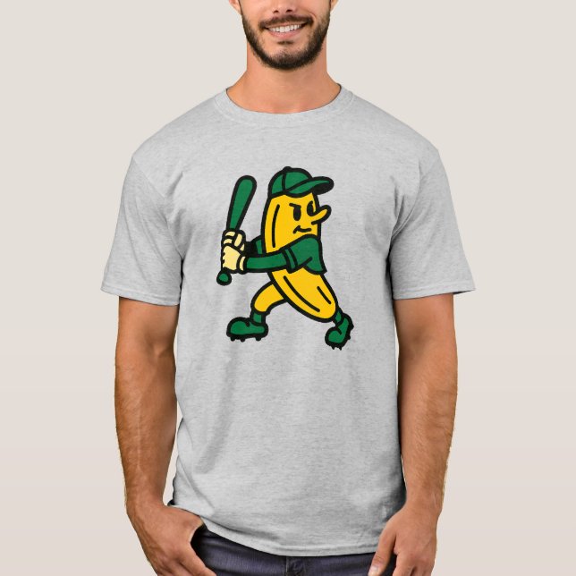 Camiseta Diversão de Mascote de Jogador de Beisebol Banana (Frente)