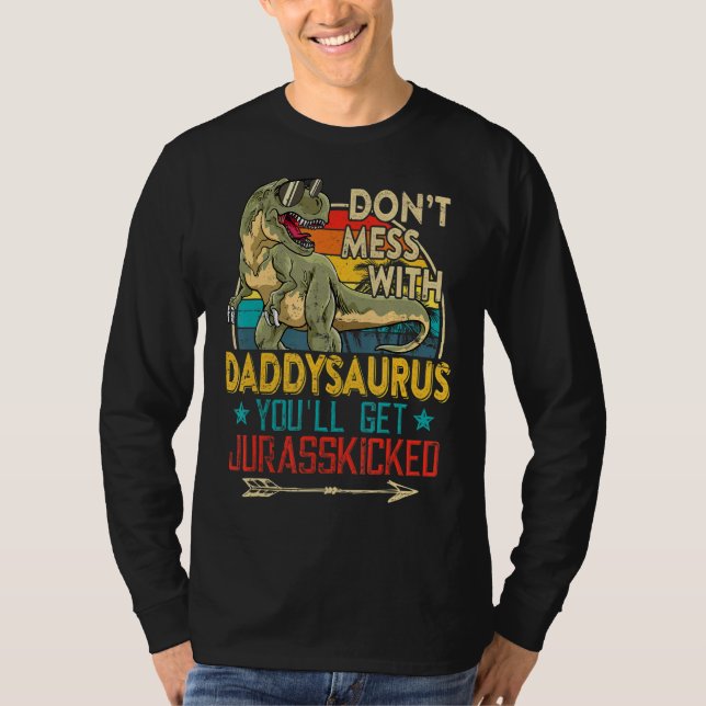 Camiseta Diversão de Menores Pai angustiado Dinossauro Rex  (Frente)