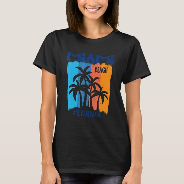 Camiseta Diversão de Miami Beach, Flórida, Design (Frente)