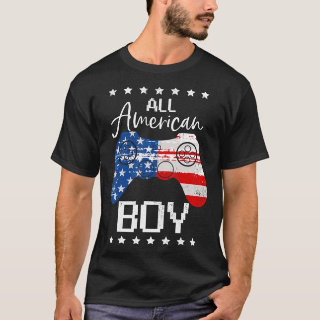 Camiseta Diversão de todos os American Boys 4 de julho Son  (Frente)