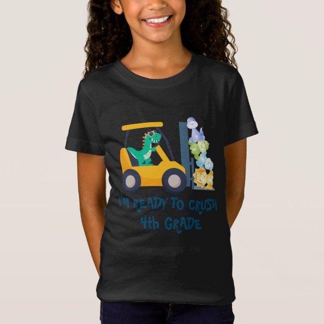 Camiseta Diversão de trator de dino Truck Birthday (Frente)