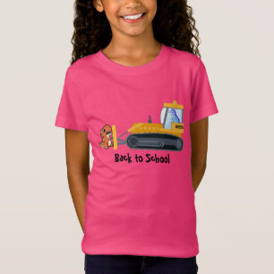 Camiseta Diversão de um trator de dinossauro Fazenda Escola