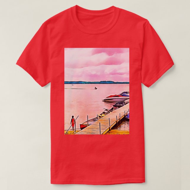 Camiseta Diversão de Verão no lago (Frente do Design)