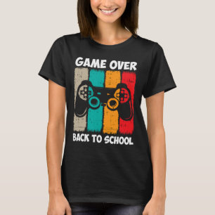 Camiseta Diversão de Volta às Aulas Jogo Acabou Vídeo de Pr