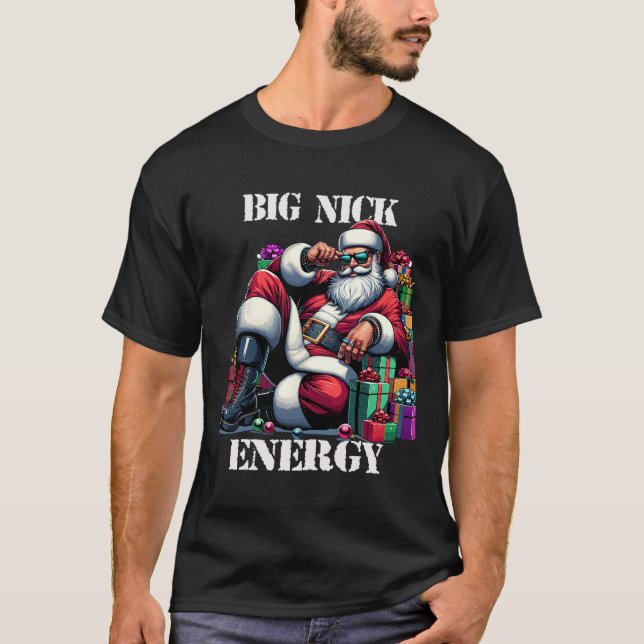 Camiseta Diversão do Big Nick Energy Divertimento Papai Noe (Frente)
