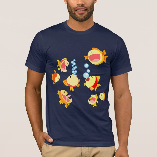 Camiseta Diversão do cartoon do Tanque de Peixes (Frente)