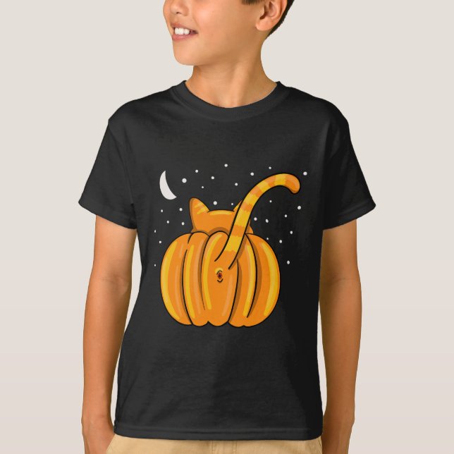 Camiseta Diversão do Halloween Bumbum Pumpkin Orange Tab (Frente)