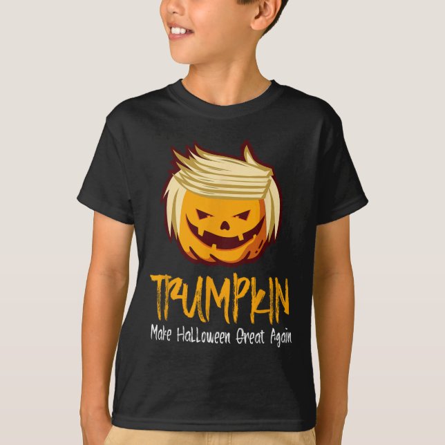 Camiseta Diversão do Halloween Donald Trump Figurume Ideia (Frente)