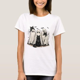 Camiseta Diversão do Halloween - Gatos Fantasmas e