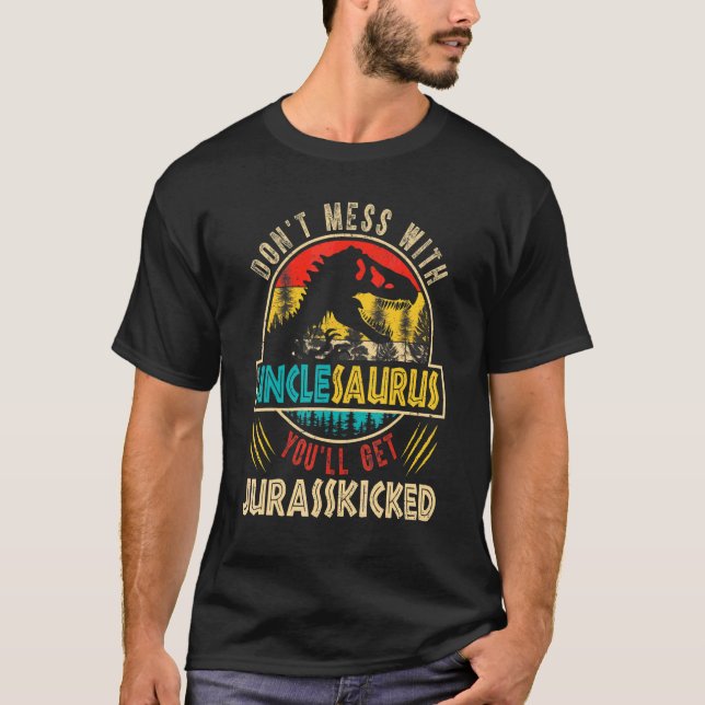 Camiseta Diversão dos Sens Desolado Dinossauro Rex Fathe (Frente)