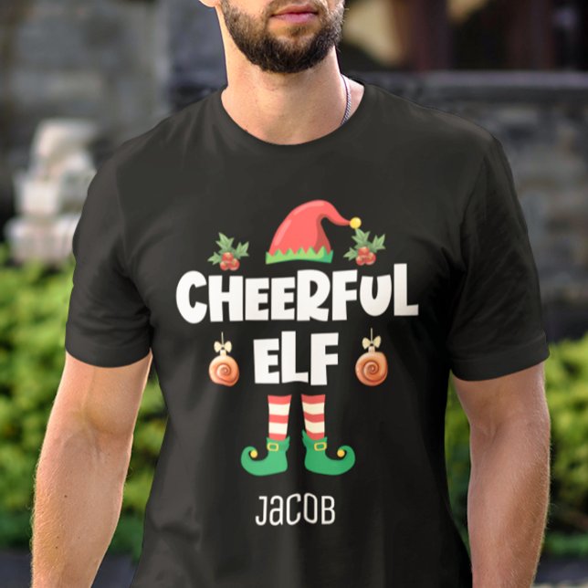 Camiseta Diversão elfo alegre, chique no Natal (Criador carregado)