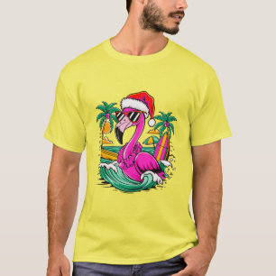 Camiseta Diversão Festiva de Flamingo no Paraíso