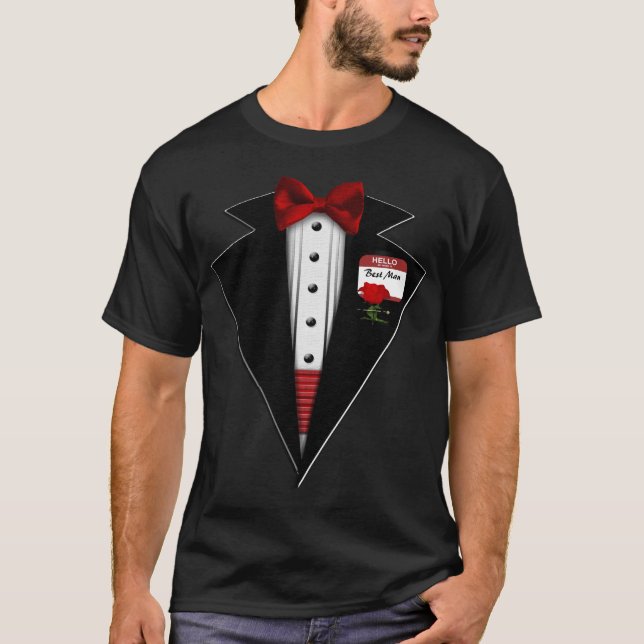Camiseta Diversão Formal de Tuxedo Preto (Frente)