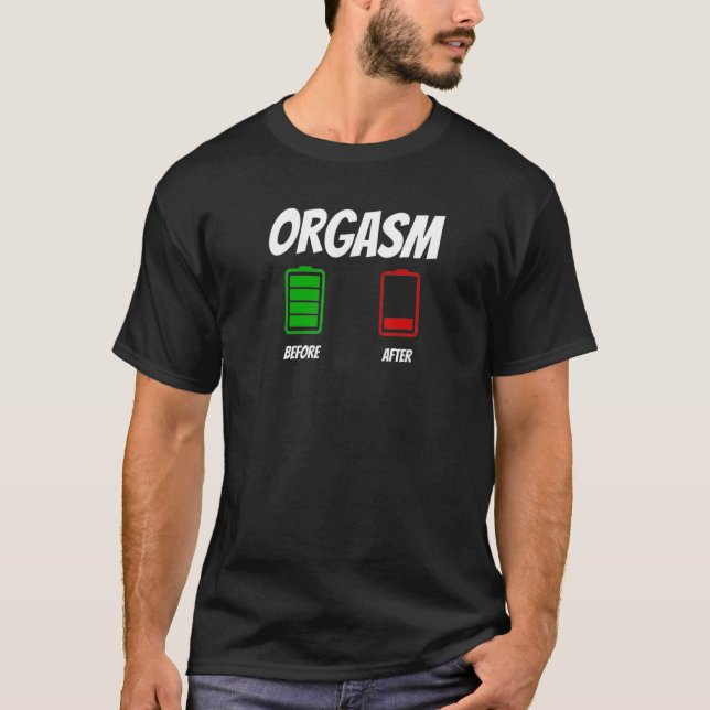 Camiseta Diversão gráfica antes e depois do Roupa-Orgasmo (Frente)
