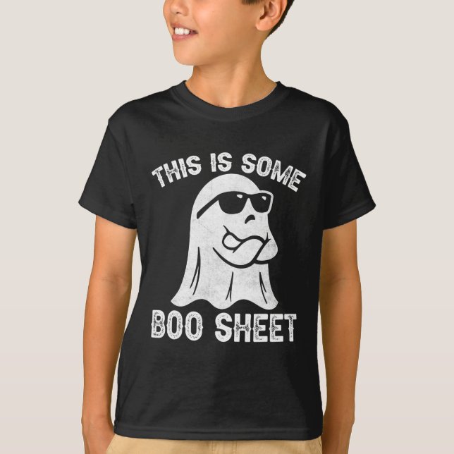 Camiseta Diversão Halloween Boo Ghost Costume Este É Um Boo (Frente)