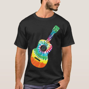 Camiseta Diversão Hippie Rainbow Tie Dye Acoustic Guitar P