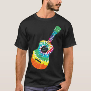 Camiseta Diversão Hippie Rainbow Tie Dye Acoustic Guitar P