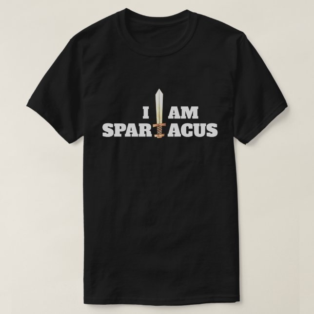 Camiseta Diversão "I Am Spartacus" com espada (Frente do Design)
