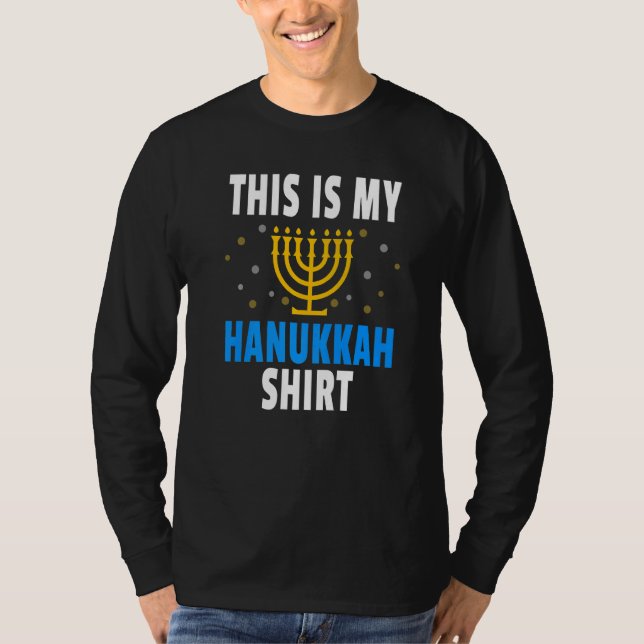 Camiseta Diversão Judaica Menorah Candle Trabalho de arte E (Frente)
