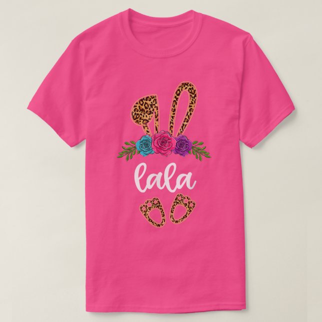 Camiseta Diversão Lala Bunny Leopard, Dia de Páscoa Bunny A (Frente do Design)