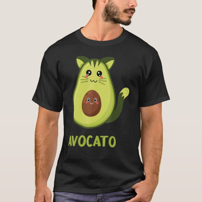 Camiseta Diversão legal Avocato Cat Divertida Avocado Gatin (Frente)