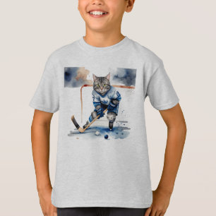 Camiseta Diversão Legal do jogador de hóquei em gatos Humor
