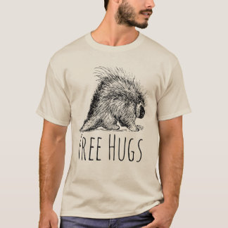 Camiseta Diversão legal e Engraçado Abraços Livres Porcupin