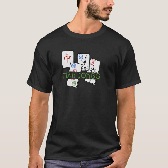 Camiseta Diversão Mah Jongg Azulejo Jogo Canasta Player Vov (Frente)