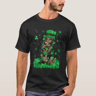 Camiseta Diversão Maine Coon Cat Shamrock Irlandês