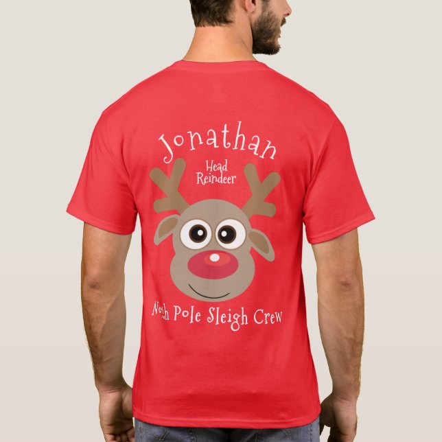 Camiseta Diversão moderna da família de Natal Festivo (Verso)