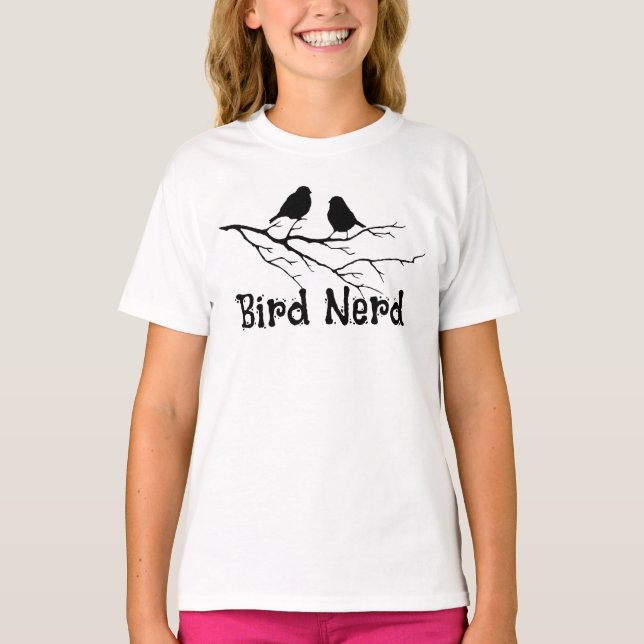 Camiseta Diversão para Pássaros Nerd Observador de Pássaros (Frente)