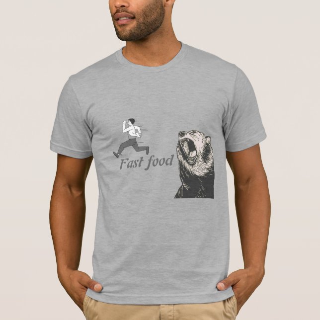 Camiseta Diversão Rápida de Comida Citação de Urso Zangado  (Frente)