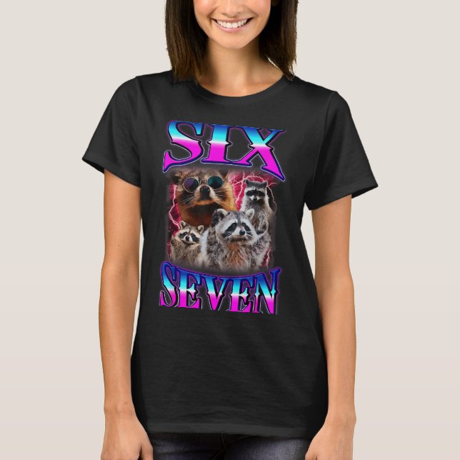 Camiseta Diversão Seis Sete 67 Meme 67 Guaxinim Meme Bootle (Frente)