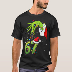 Camiseta Diversão Seis Sete 6 7 Meme 67 Mão de Natal Roupa 
