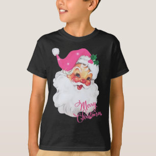 Camiseta Diversão Vintage Rosa Papai Noel Rosa Design de Na