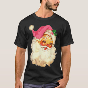 Camiseta Diversão Vintage Rosa Papai Noel Rosa Design de Na