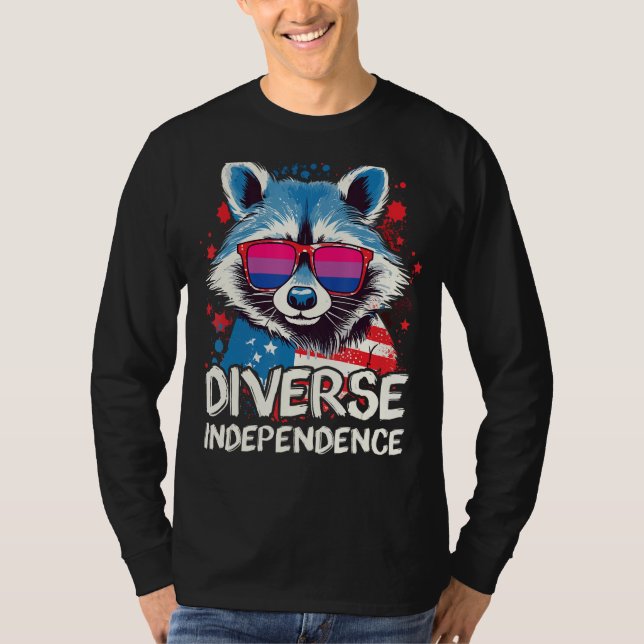 Camiseta Diverse Independence Raccoon Bisexual Sunglasses F (Frente)