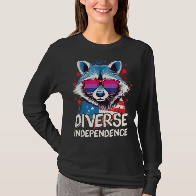 Camiseta Diverse Independence Raccoon Bisexual Sunglasses F (Frente)