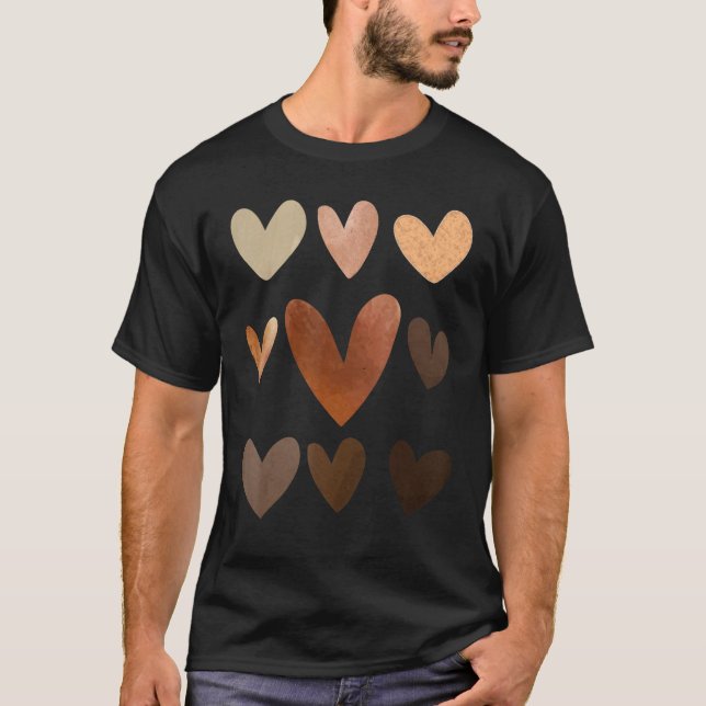 Camiseta Diversidade Coração Coração Tonturas Orgulho Negro (Frente)